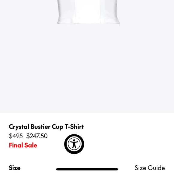 AREA White Crop Top with Silver Embellishments - Picture 12 of 12